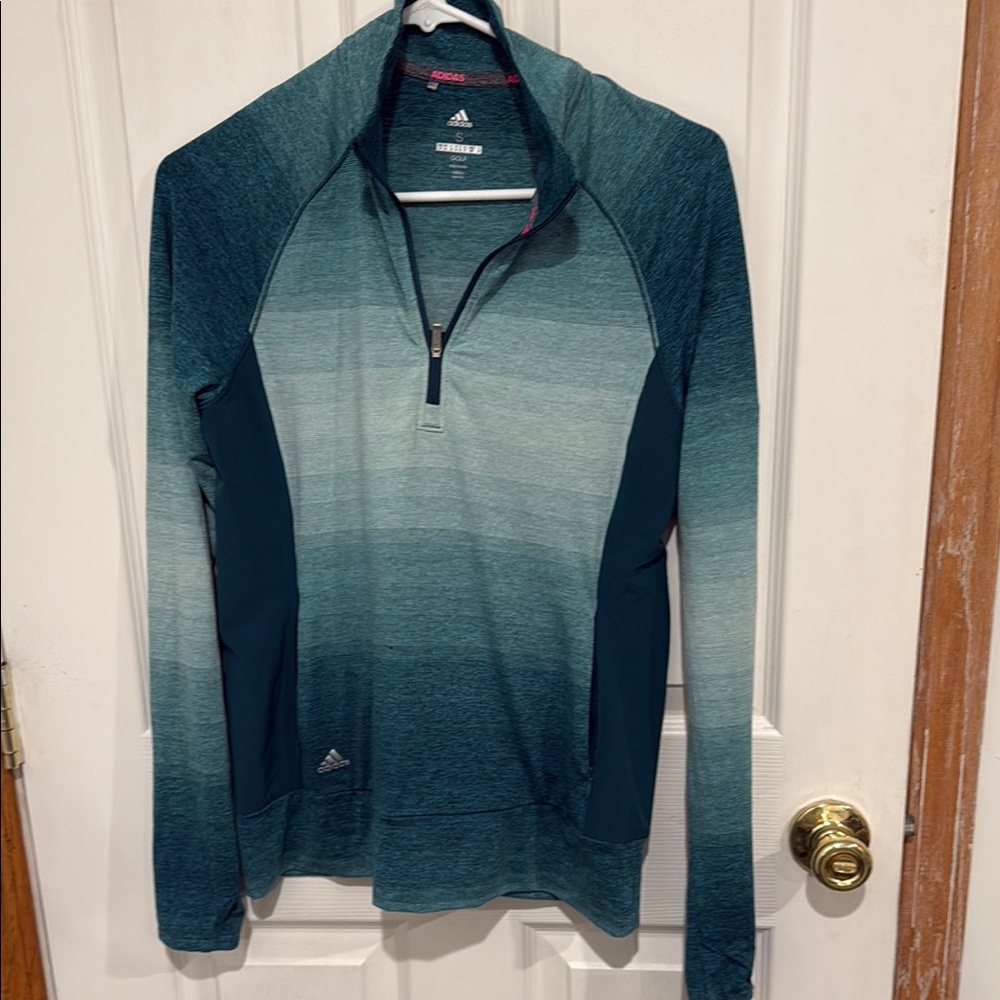 Women’s Coto de Cara Green Adidas 1/4 Zip Long Sleeve Pullover Top Small